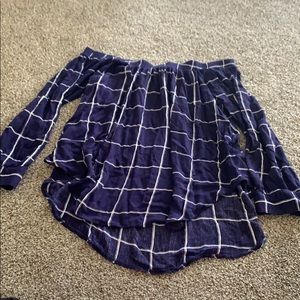 Plaid off the shoulder top
